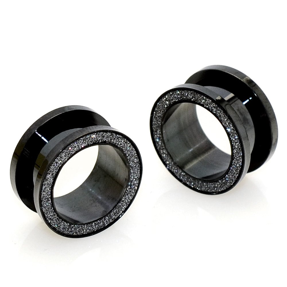 Schleifpapier Textur Top Screw Fit Schwarz Eloxierter Chirurgenstahl Ohrstecker/Ohrtunnel, Körperschmuck, Herren Ohrstecker, Ohrpiercing von JewelryAvalanche