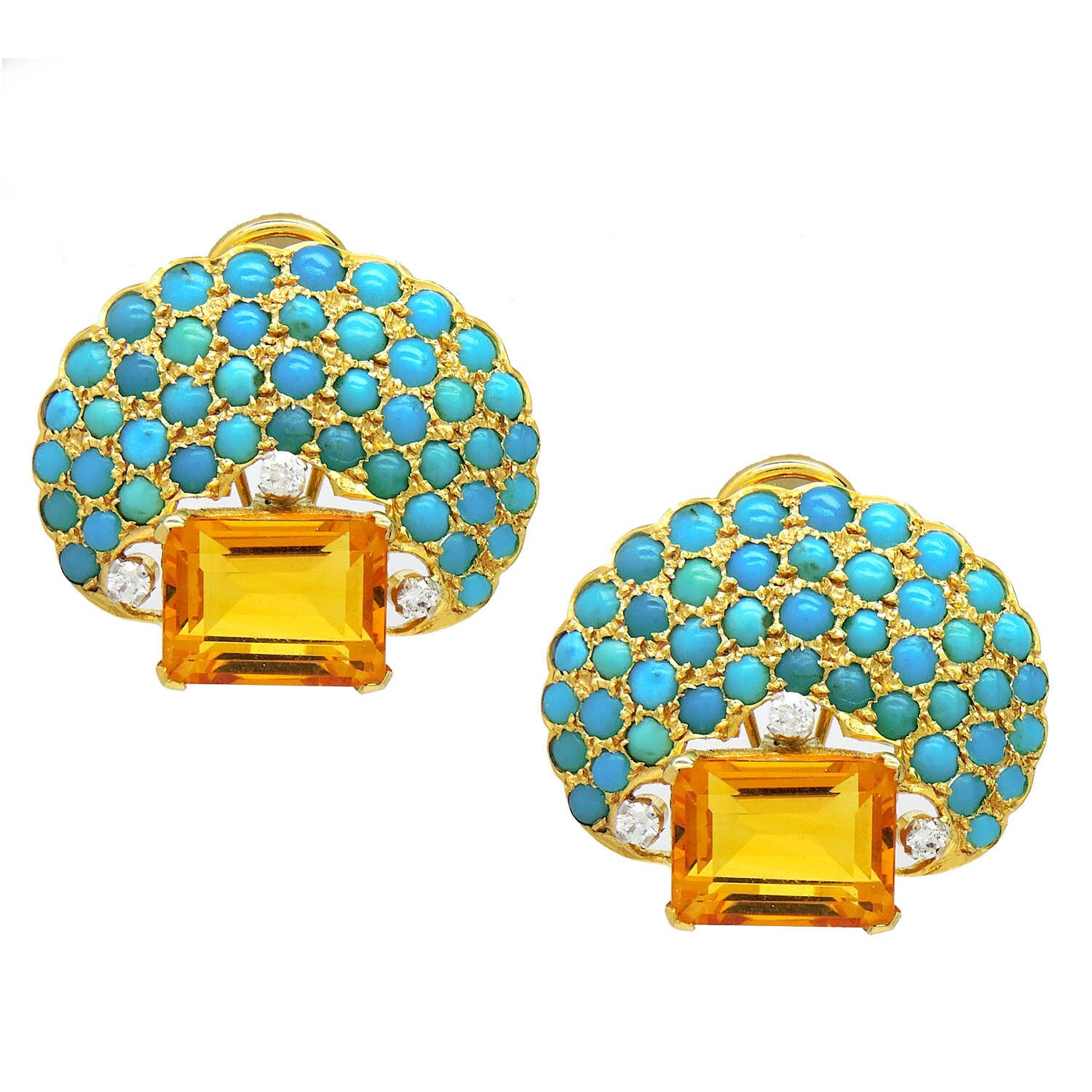 18K Gold Türkis Citrin Ohrringe von JewelryBYJuhi