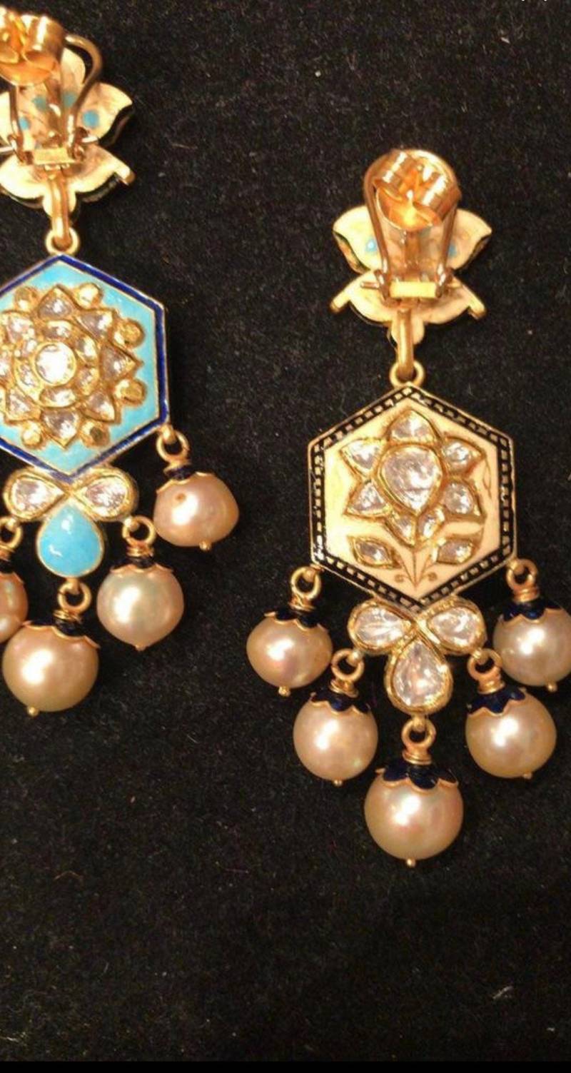 22K Gold Doppelseitiger Diamant-Polki-Ohrring, Jadau Ohrringe von JewelryBYJuhi