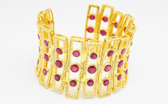 65 Karat Rubin 8 Diamant Armreif, Armspange, Armband, Weihnachtsgeschenk von JewelryBYJuhi