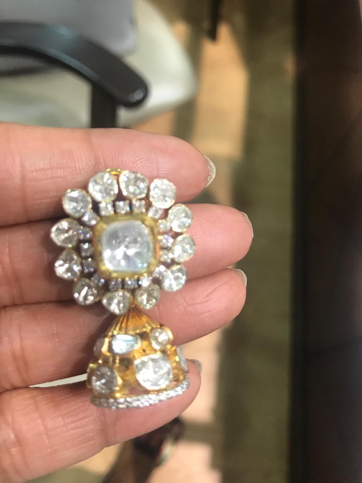 Diamant Goldohrringe, 18K Gold Rosecut Single Cut Und Full Ohrring von JewelryBYJuhi