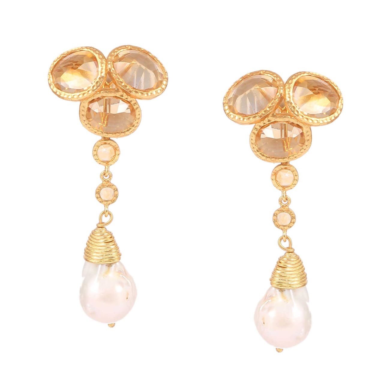 Echte Citrin Ohrringe, Braut Ohrringe Gelb Citrin, Große Perlen Sterling & Süßwasser Tropfen von JewelryBYJuhi