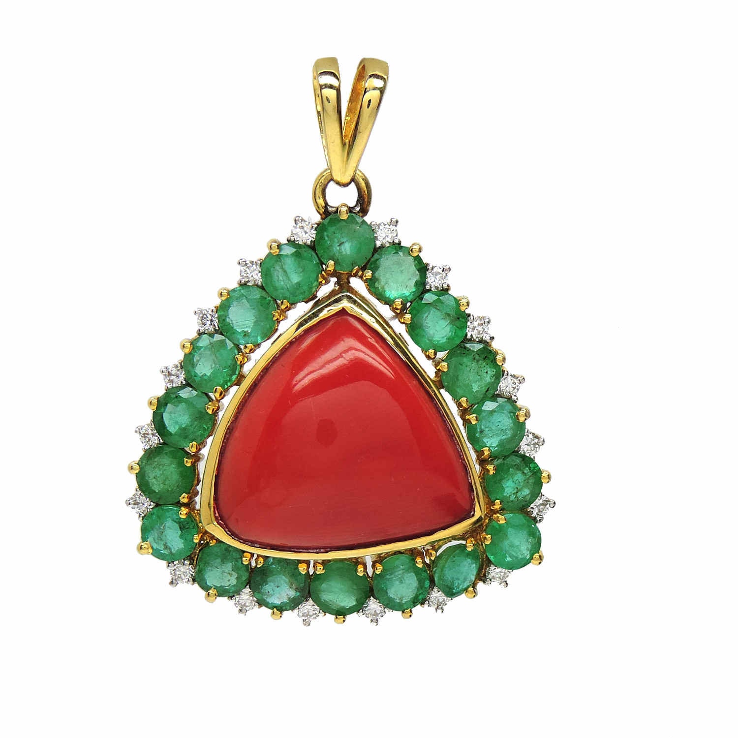 Korallenanhänger, Diamant - Und Korallen-Smaragd-Anhänger, Anhänger Aus Roter Koralle, Stein Mit Diamanten, Smaragd-Anhänger, Teppich von JewelryBYJuhi