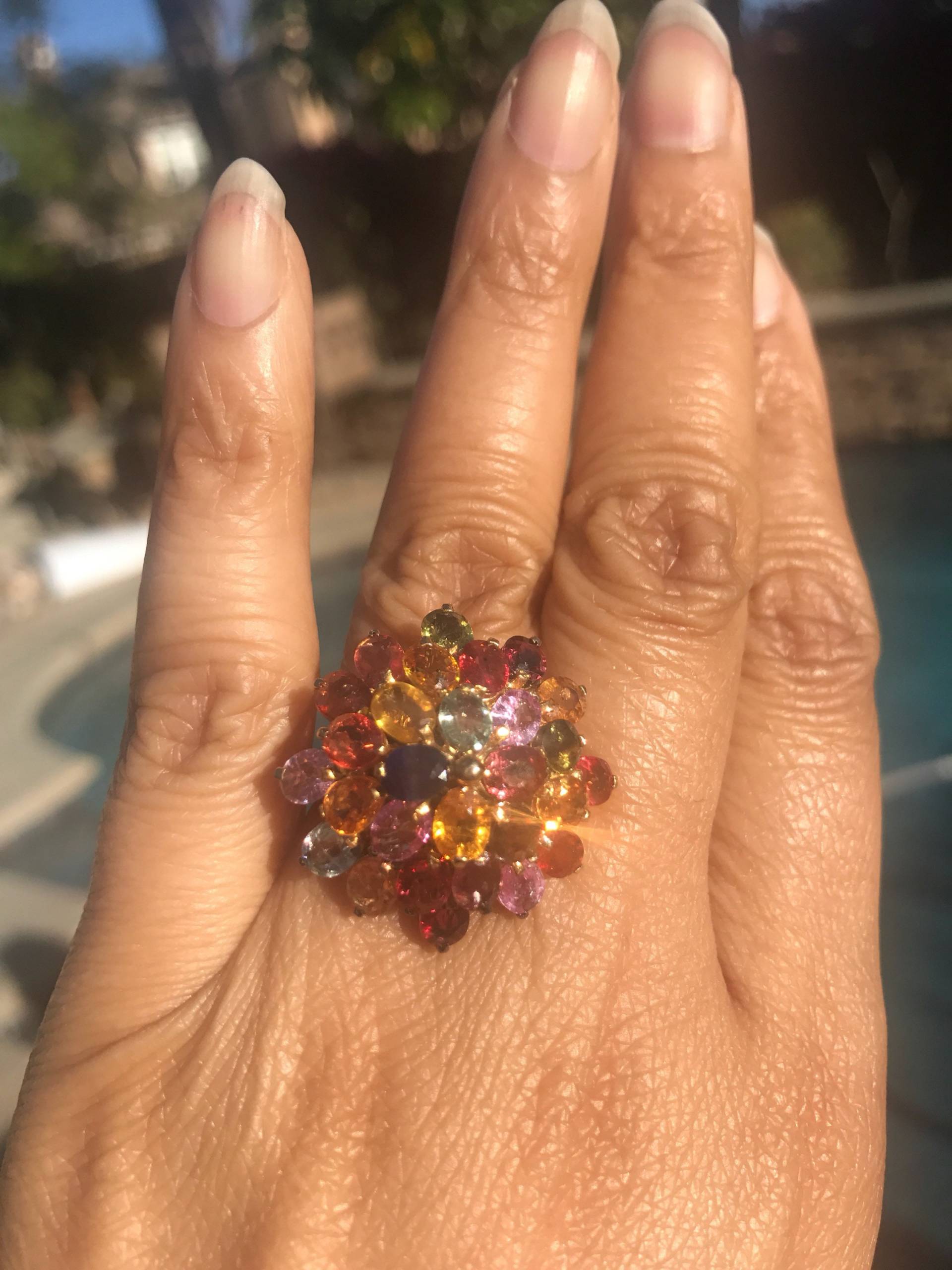 Multi Edelstein Ring, Sterling Silber Saphir Topas Granat Ring von JewelryBYJuhi