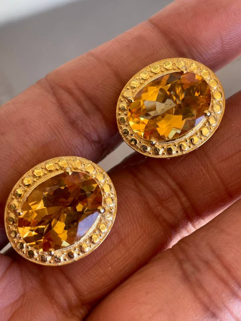 Oval Citrin Edelstein Schmuck Ohrringe - 8, 3 G 8 Karat, Ohrstecker, Sterling November Geburtsstein von JewelryBYJuhi
