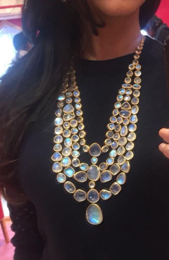 Regenbogen Mondstein Halskette Sterling Silber Gold Vergoldet von JewelryBYJuhi