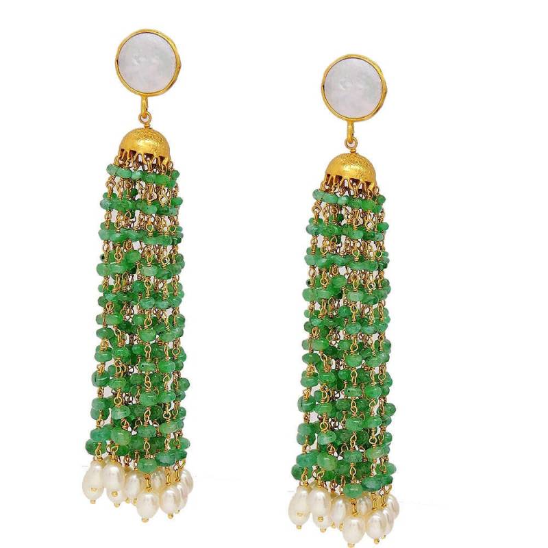 Smaragd Perle Ohrringe, Sterling Gold Valentine Sonderpreis von JewelryBYJuhi