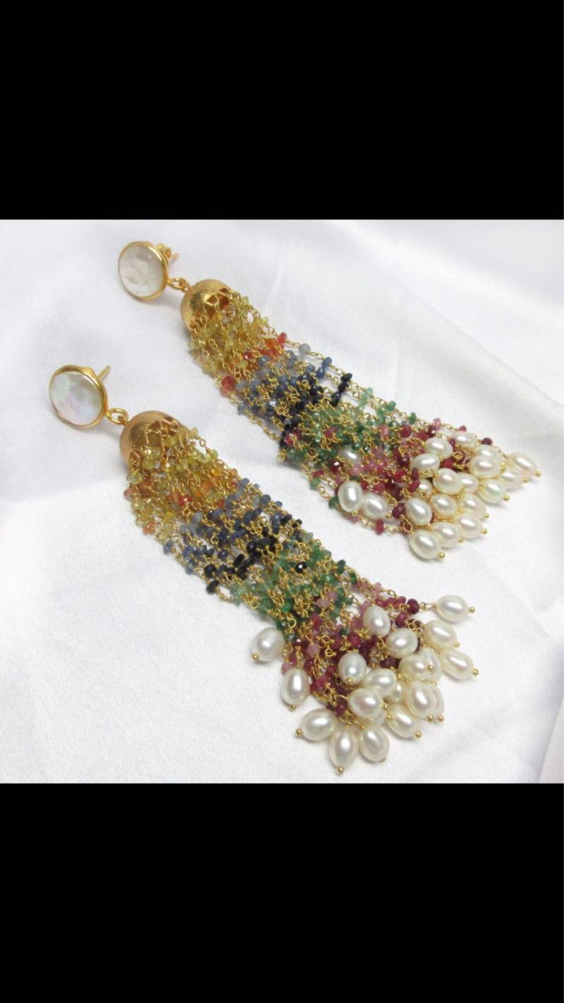 Turmalin Peridot Topas Rosenquarz Ohrringe, Sterling Getauchte Weihnachtssonderpreis von JewelryBYJuhi