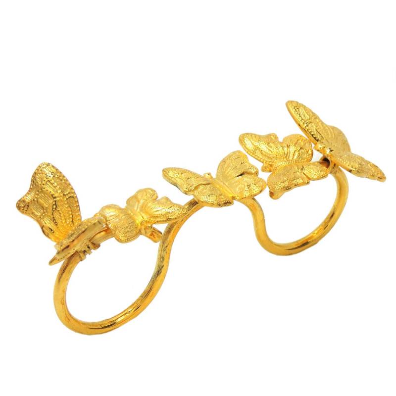 Vergoldeter Fingerring - 4 Palmenringe Panzerring Hochzeitsaccessoires Schmetterlingsschmuck von JewelryBYJuhi
