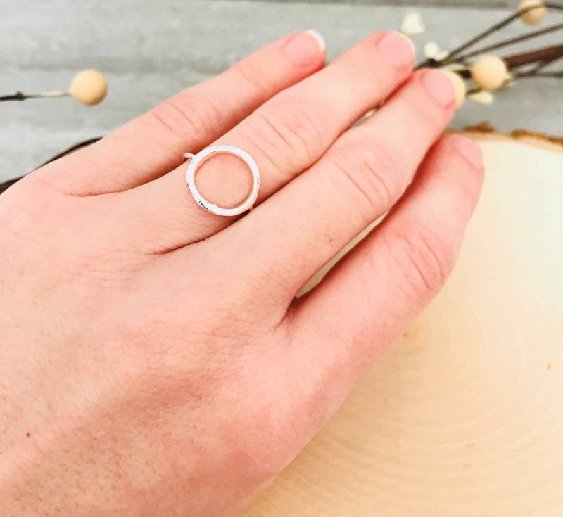 Kreis Ring Silber Schlicht O Umriss Zierlicher Winziger Minimalist Schmuck Rose Gold Midi von JewelryBarLove