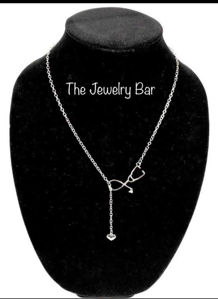 stethoskop Halskette Krankenschwester Rn Doktor Graduierung Geschenk Herz Herzschlag Lariat Greys Anatomy Silber Rose Gold von JewelryBarLove