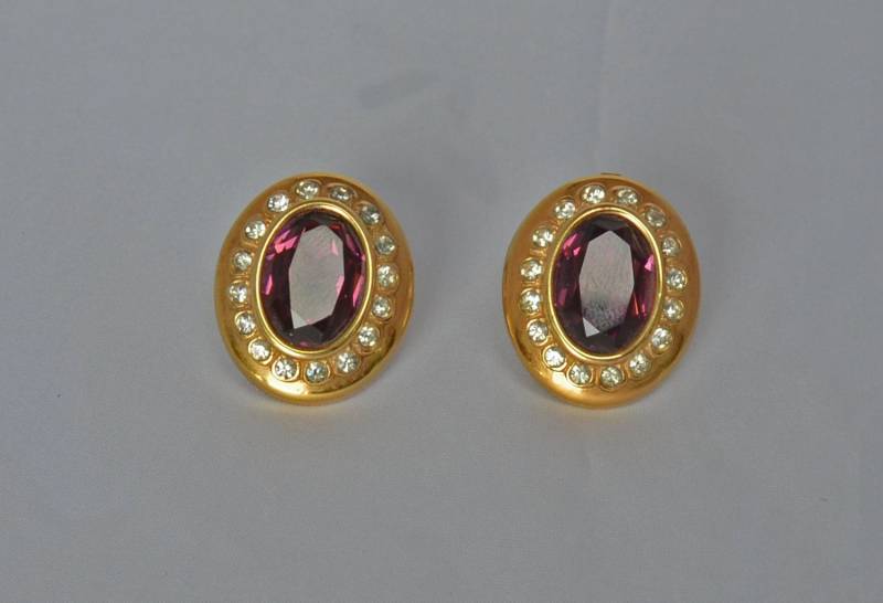 Elegante Vintage Vid Ohrringe Amethyst Facettierten Strass Gold Clips Elegante Vintage Vid Ohrringe Amethyst Facettierten Strass Gold Clips von JewelryBoulevard