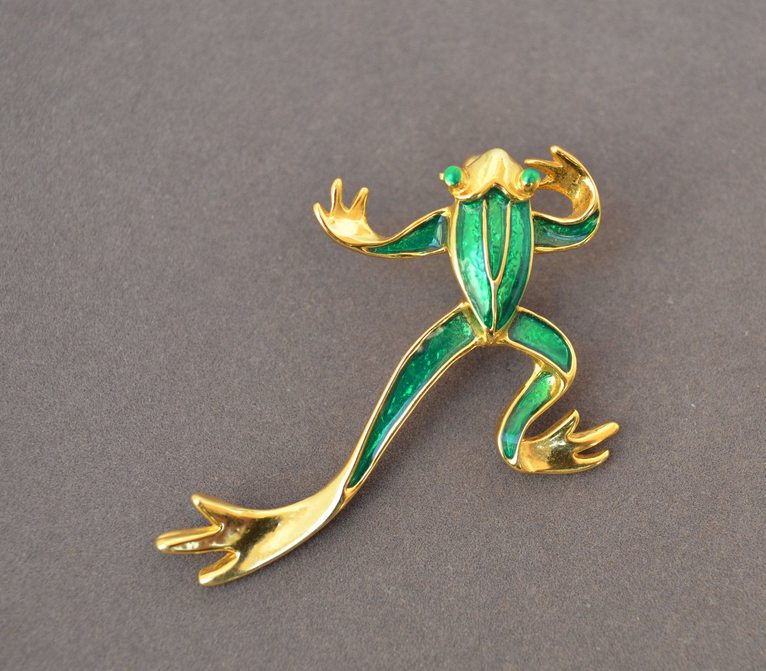 Vintage 1960Er Jahre Pin Emaille Frosch von JewelryBoulevard