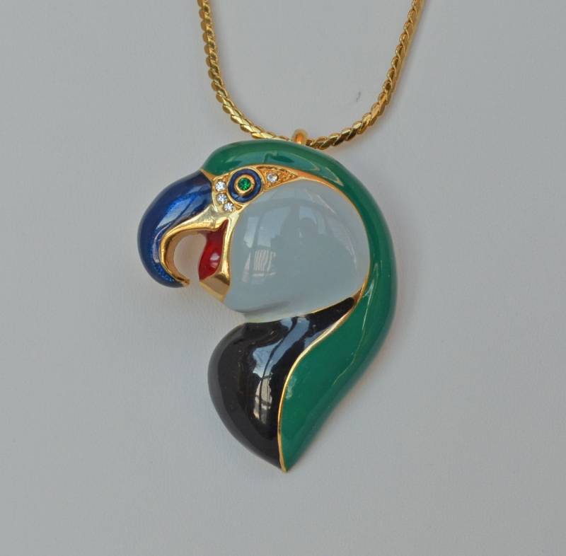 Vintage Pin Anhänger Art-Deco Emaille Papagei Vintage Pin Anhänger Art-Deco Emaille Papagei von JewelryBoulevard