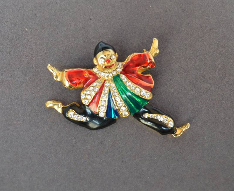 Wunderschöner Vintage Pin Clown Strass Emaille Wunderschöner Vintage Pin Clown Strass Emaille von JewelryBoulevard