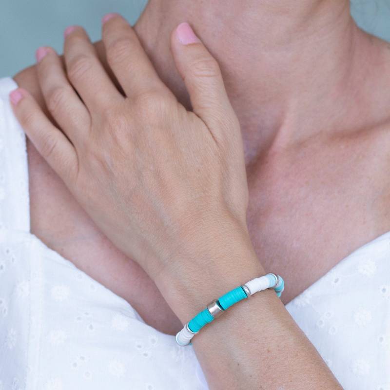 Bunte Perlen Armband, Türkis & Silber Boho Armband Alltag, Stapeln Armbänder von JewelryByMagoo