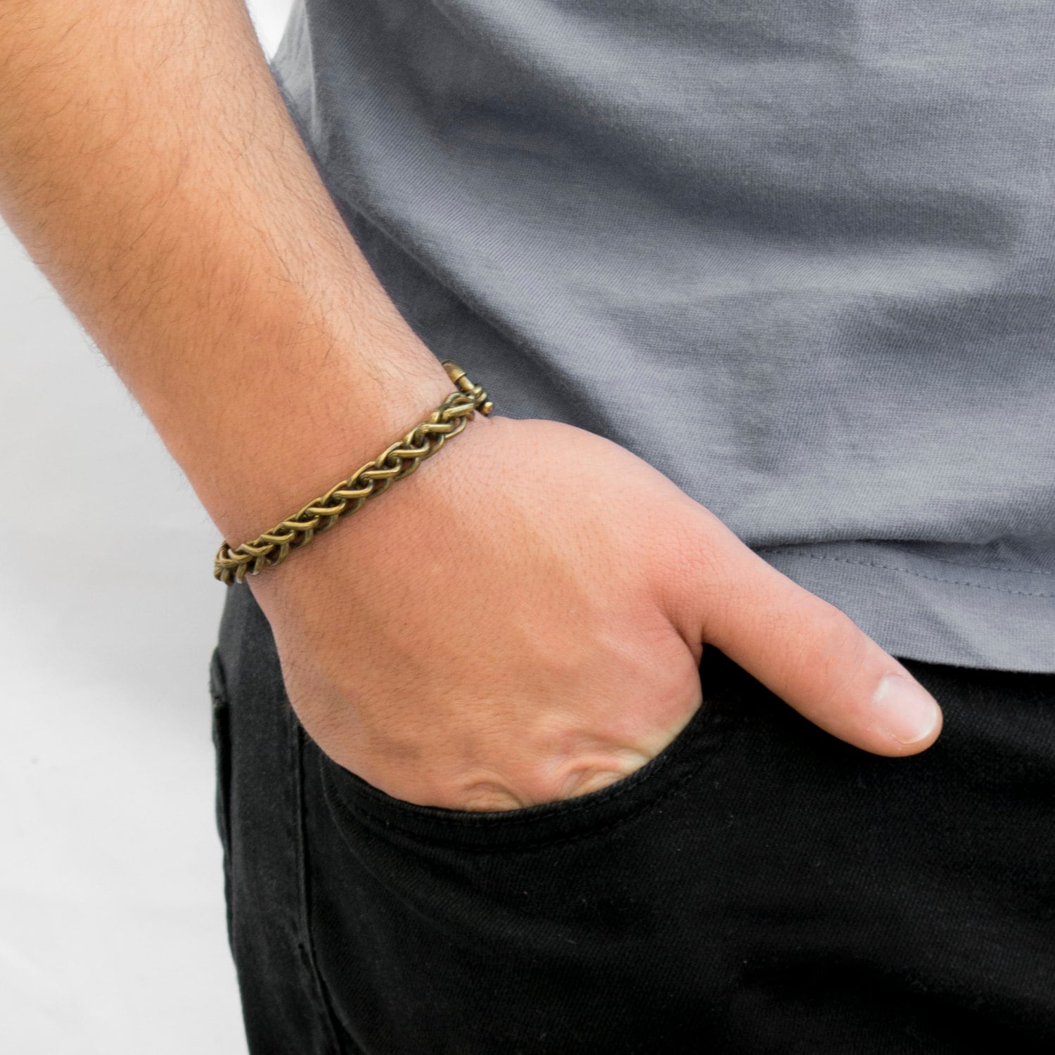 Herren Armband, Messing Armband Herren, Moderne Kette Für Vegan Schwer Metall Geschenk von JewelryByMagoo