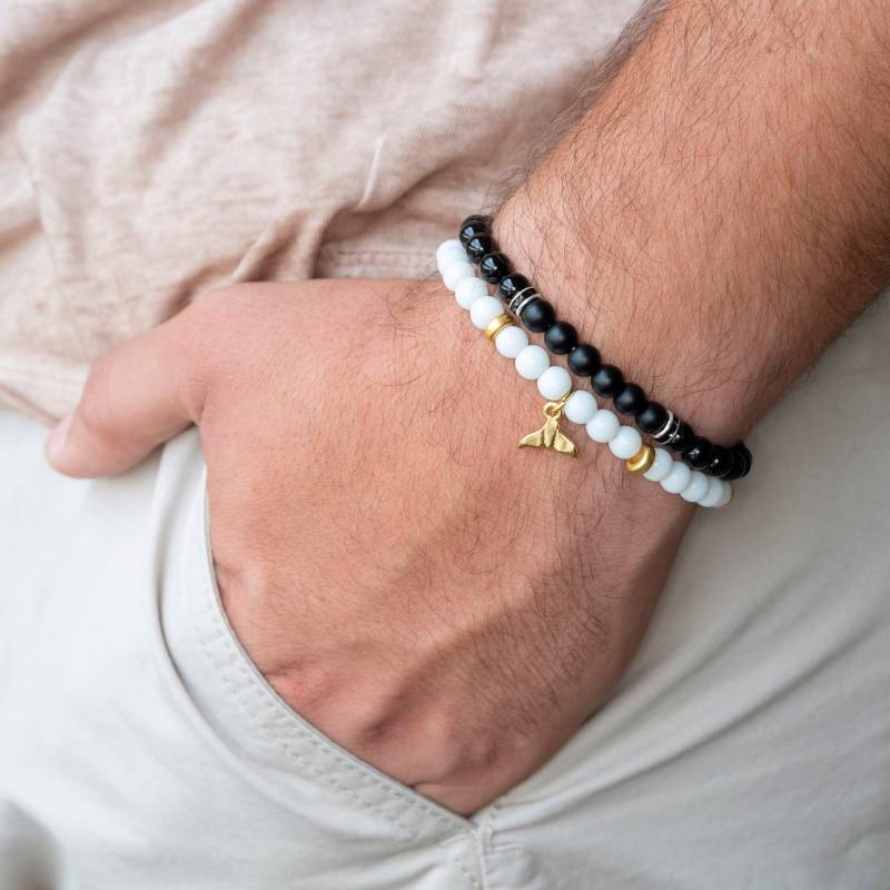 Herren Perlen Armband Set - Strech Schmuck Geschenk Edelstein von JewelryByMagoo