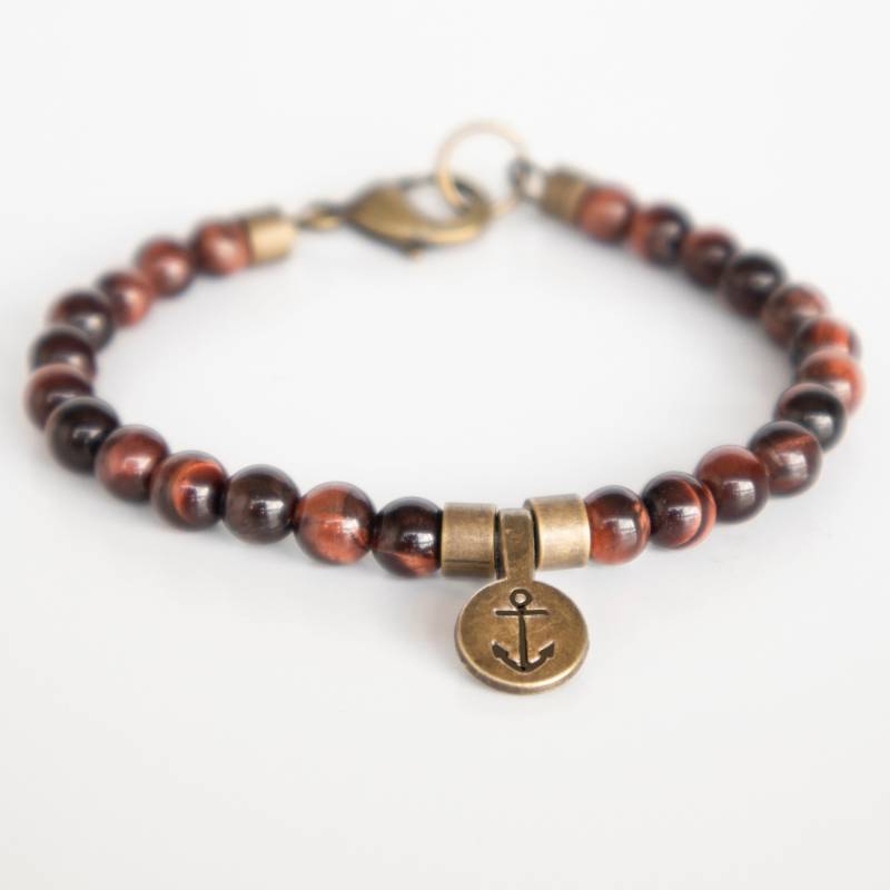 Herren Tiger Auge Perlen Armband, Edelstein Armband Für - Anker Schmuck von JewelryByMagoo