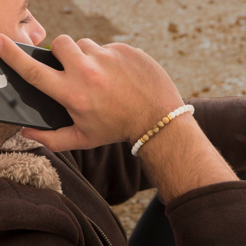 Herren Perlen Armband - Strech Schmuck Geschenk Edelstein von JewelryByMagoo