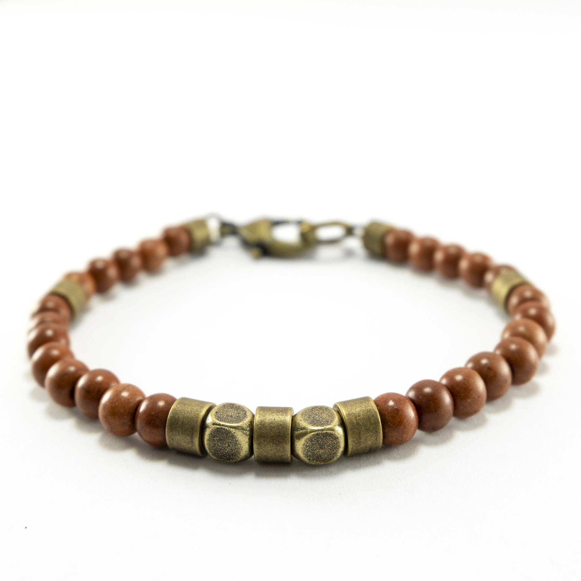 Perlen Edelstein Armband Für Männer, Herren Boho Style Armband, Mohn Jaspis Braun Einzigartige Geschenkidee von JewelryByMagoo