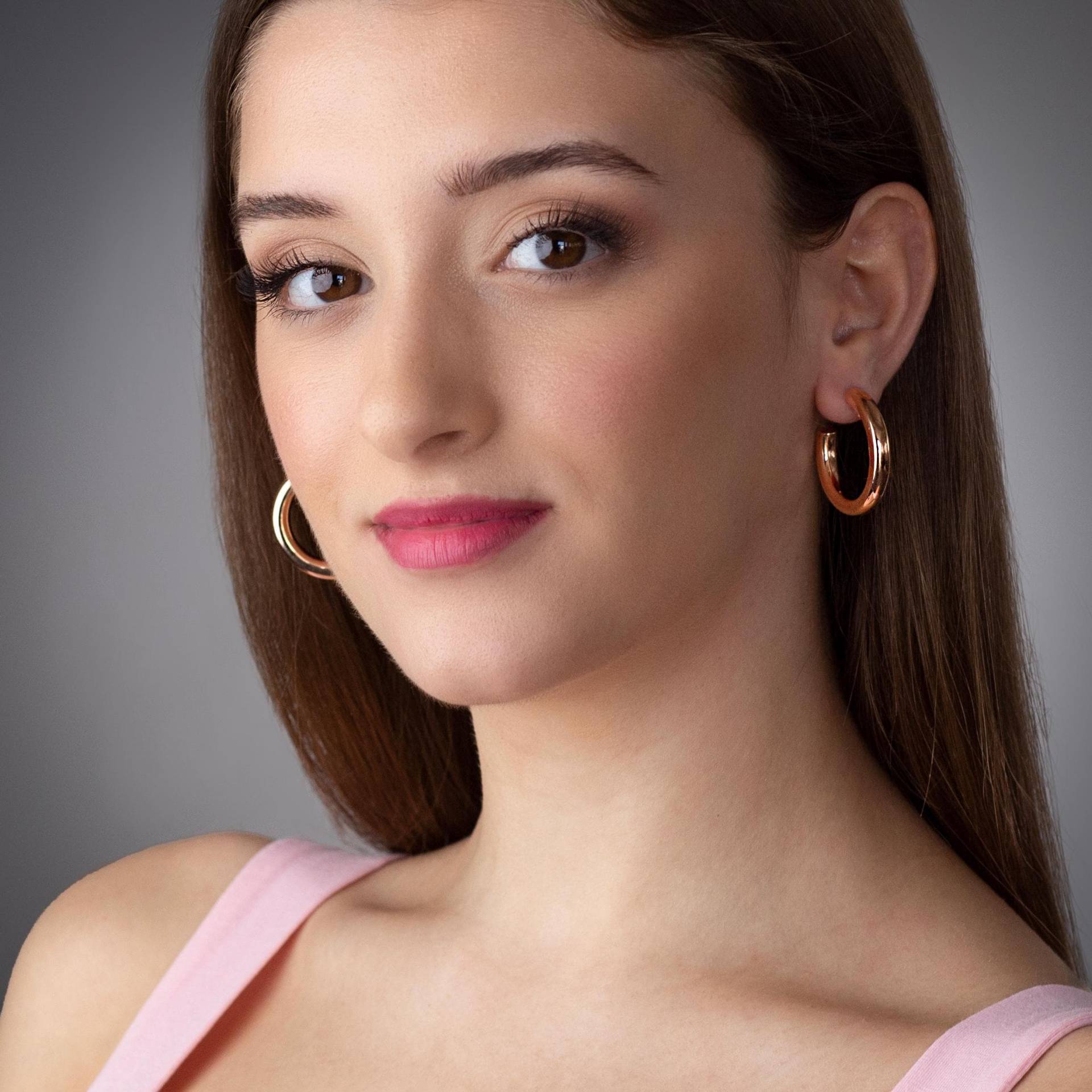 Rosegold Dicke Huggie Hoop Ohrringe, Klobige Creolen, Runde Dicke Boho Style Creolen von JewelryByMagoo