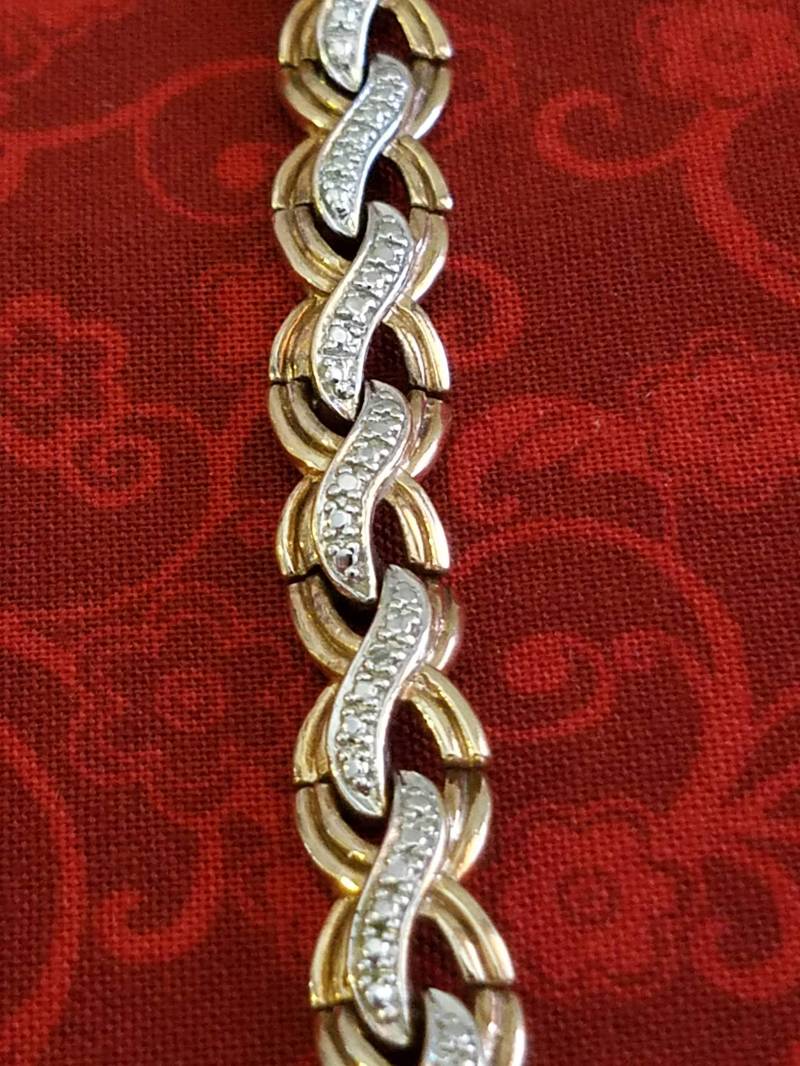 Br029 Diamant Wellig Wirbel Link Armband in Sterling Silber Mit Sicherheitsverschluss - Vintage Br029 Diamant Wellig Wirbel Link Armband in Sterling Silber Mit Sicherheitsverschluss - Vintage von JewelryByMissCarly