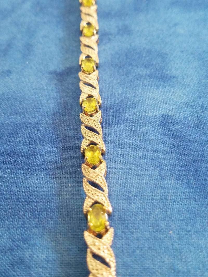 Br035 Diamant & Peridot Sterling Silber Armband - Vintage Br035 Diamant & Peridot Sterling Silber Armband - Vintage von JewelryByMissCarly