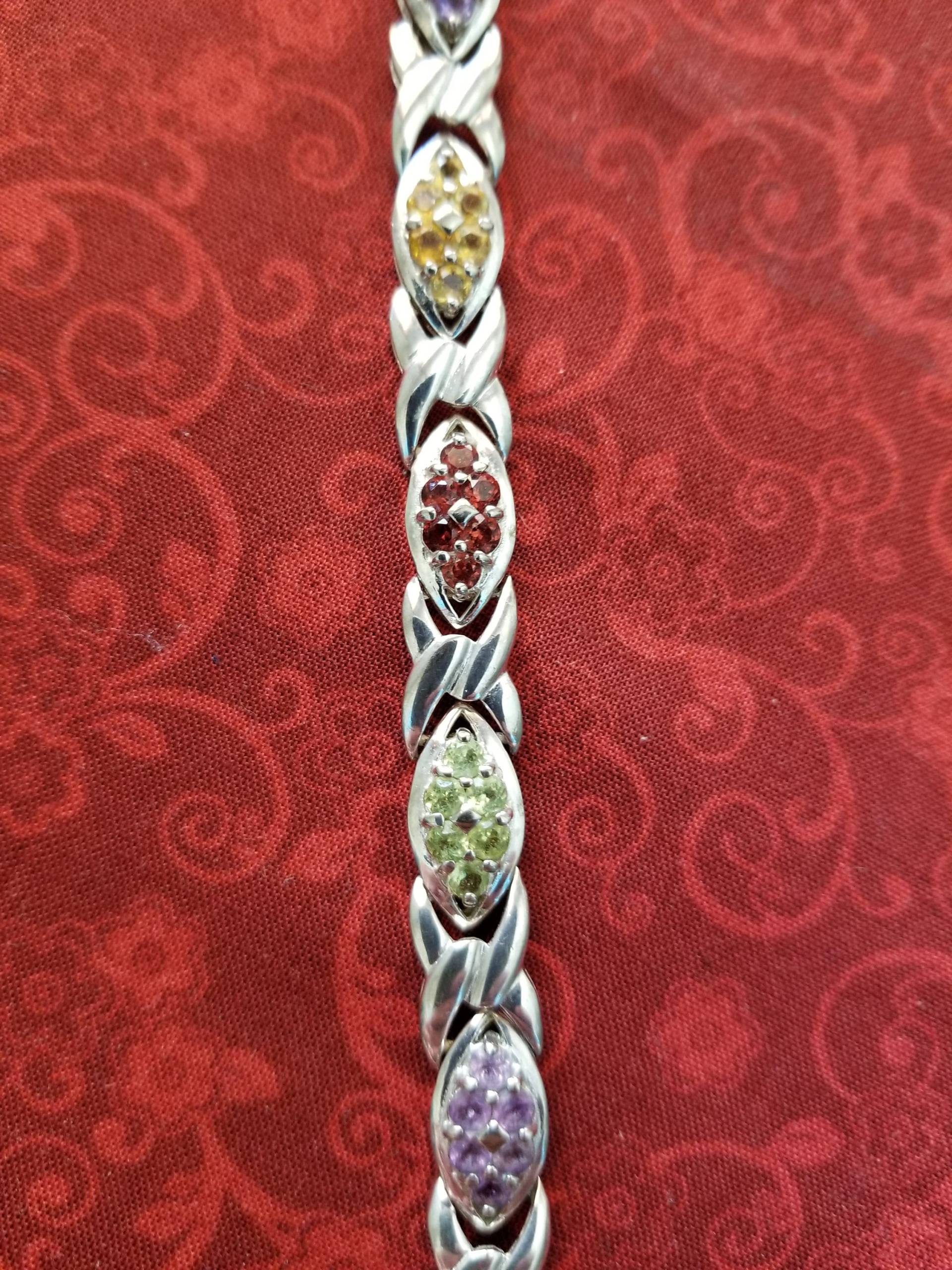 Br099 Umarmungen & Küsse Sterling Silber Armband Mit Amethyst, Peridot, Granat Und Citrin Steine Br099 Umarmungen & Küsse Sterling Silber Armband Mit Amethyst, Peridot, Granat Und Citrin Steine von JewelryByMissCarly