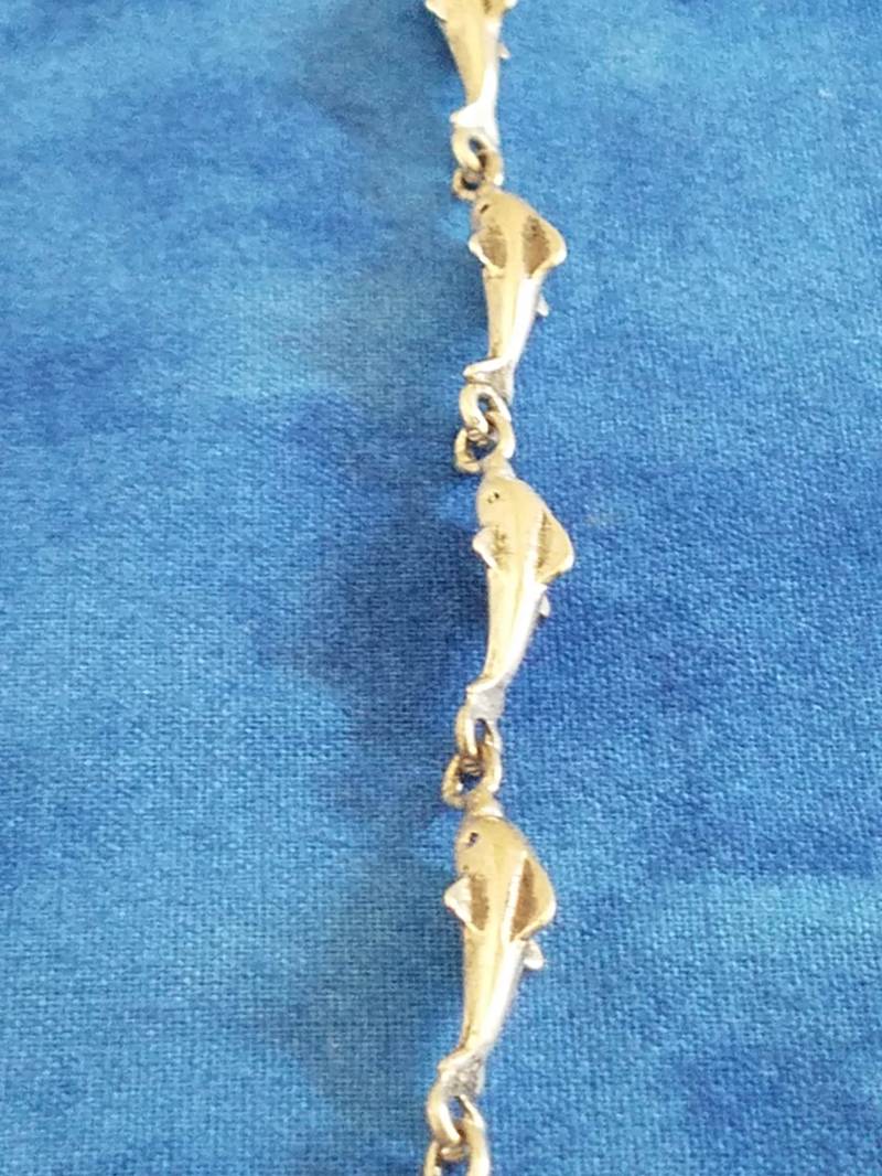 Br113 Springen Delphin Link Armband in Sterling Silber - Vintage Br113 Springen Delphin Link Armband in Sterling Silber - Vintage von JewelryByMissCarly