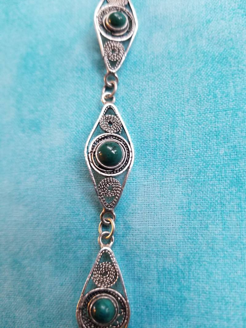 Br126 Aventurin Steine in Sterling Silber Armband - Vintage Br126 Aventurin Steine in Sterling Silber Armband - Vintage von JewelryByMissCarly