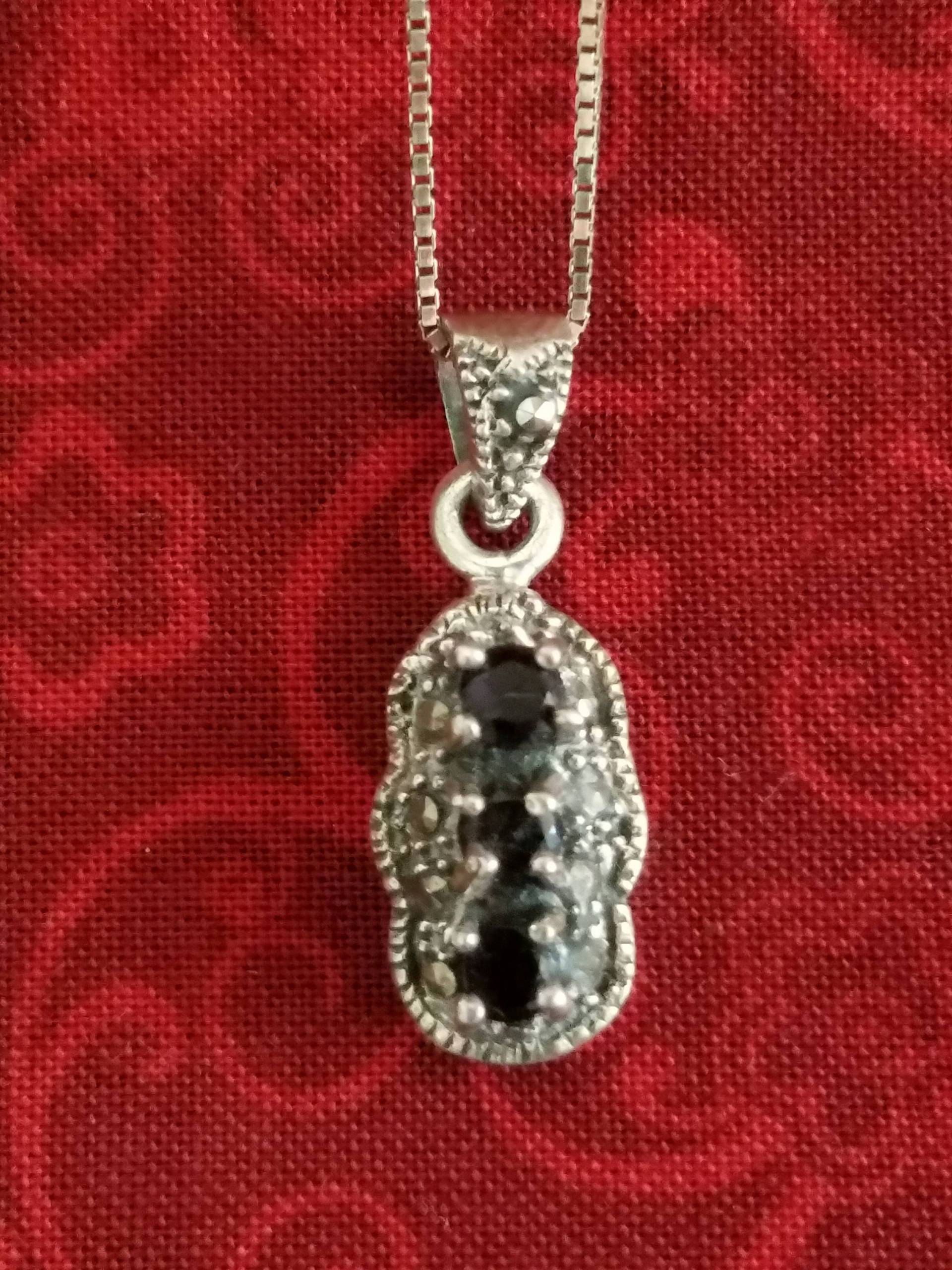 Cp074 Onyx in Sterling Silber Anhänger Mit Halskette - Vintage Cp074 Onyx in Sterling Silber Anhänger Mit Halskette - Vintage von JewelryByMissCarly