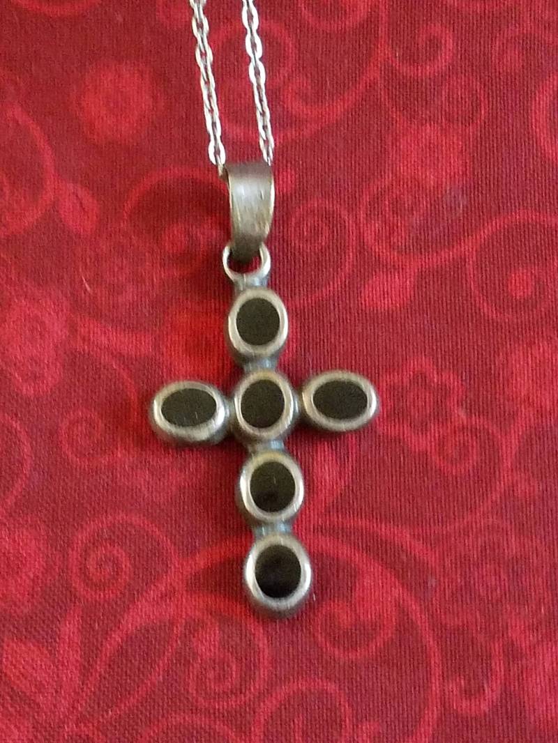 Cp076 Onyx in Sterling Silber Kreuz Anhänger Mit Halskette von JewelryByMissCarly