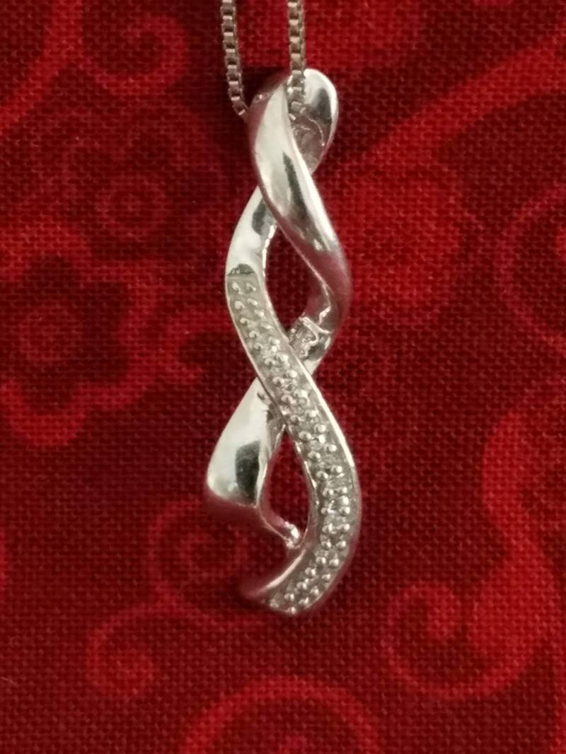 Cp079 Diamant-Folie Mit Sterling Silber Halskette - Vintage von JewelryByMissCarly