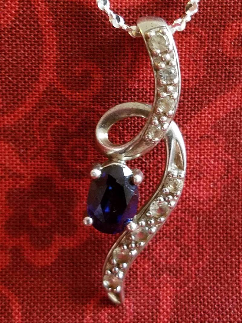 Cp096 Sterling Silber Halskette Mit Anhänger Blauen Stein - Vintage Cp096 Sterling Silber Halskette Mit Anhänger Blauen Stein - Vintage von JewelryByMissCarly