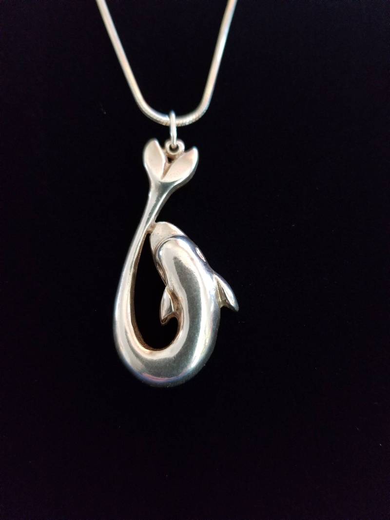 Cp124 Delphin Sterling Silber Anhänger Mit Halskette - Vintage Cp124 Delphin Sterling Silber Anhänger Mit Halskette - Vintage von JewelryByMissCarly