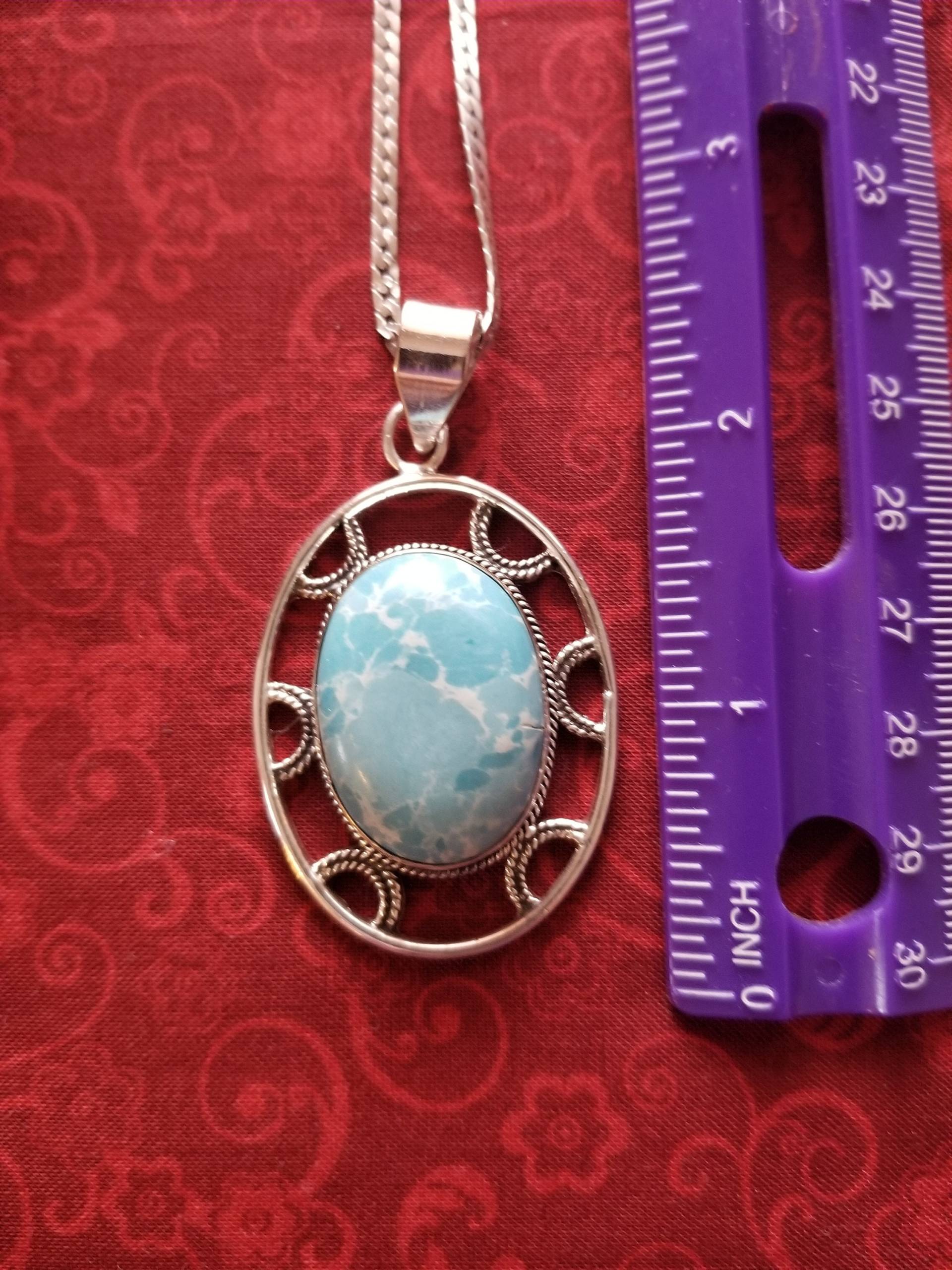 Cp151 Große Larimar Anhänger in Sterling Silber Mit Halskette - Vintage Cp151 Große Larimar Anhänger in Sterling Silber Mit Halskette - Vintage von JewelryByMissCarly