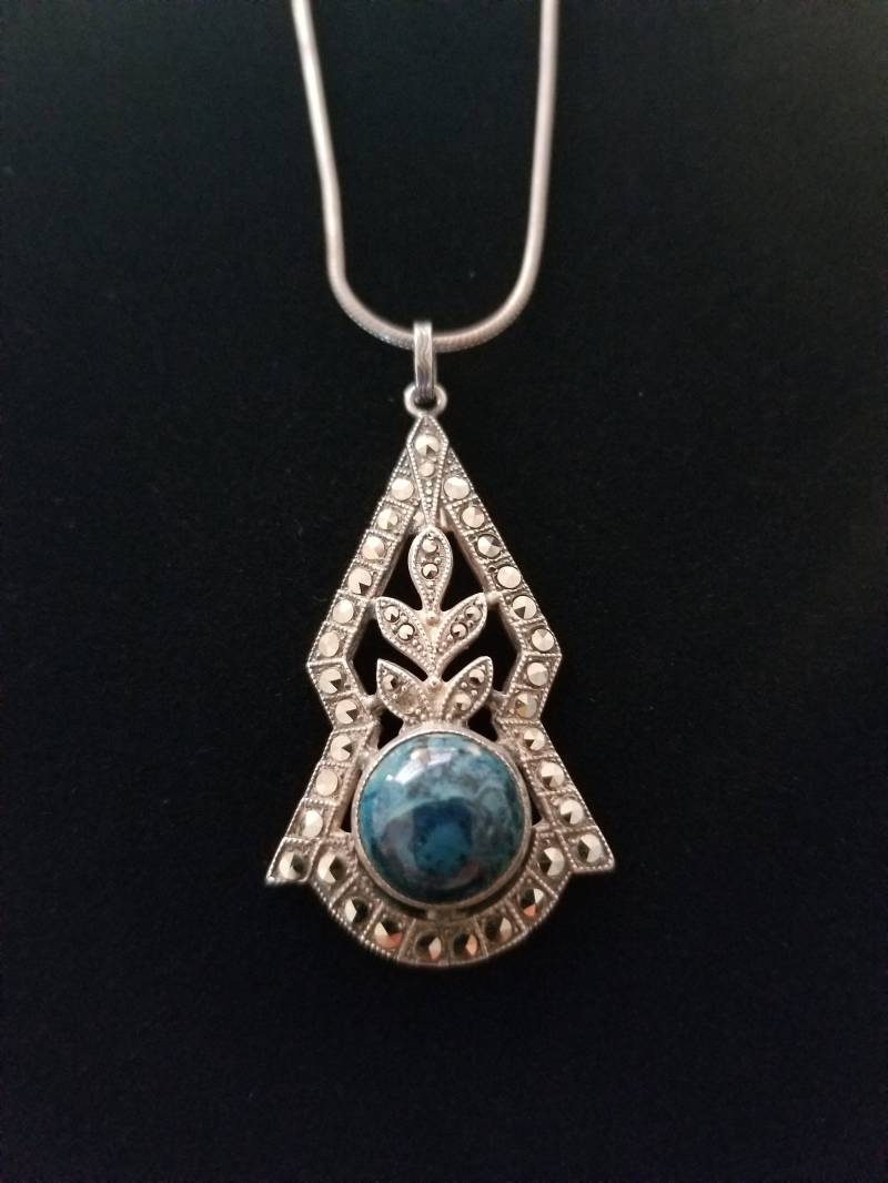 Cp174 Lapis Lazuli Sterling Silber Anhänger Mit Halskette - Vintage Cp174 Lapis Lazuli Sterling Silber Anhänger Mit Halskette - Vintage von JewelryByMissCarly