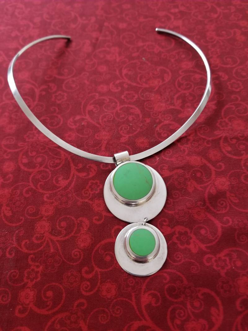 Cp211 Kragen Halskette in Sterling Silber Wih Große Anhänger Cp211 Kragen Halskette in Sterling Silber Wih Große Anhänger von JewelryByMissCarly