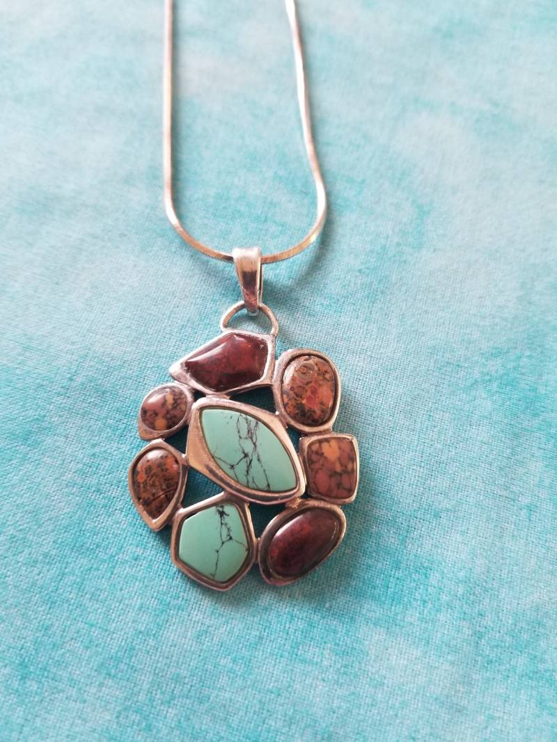 Cp256 Multi-Color Stein Sterling Silber Anhänger Mit Schlange Kette Cp256 Multi-Color Stein Sterling Silber Anhänger Mit Schlange Kette von JewelryByMissCarly