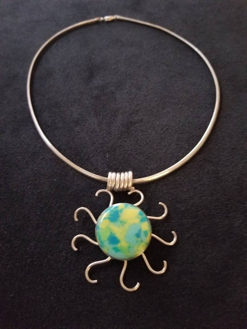 Cp366 Sonne Sterling Silber Anhänger Mit Omega Halskette - Vintage Cp366 Sonne Sterling Silber Anhänger Mit Omega Halskette - Vintage von JewelryByMissCarly