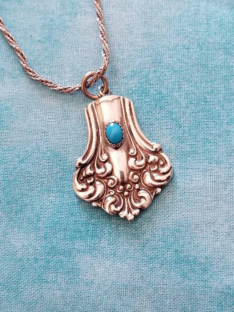 Cp392 Sterling Silber Anhänger Mit Türkis Stein Und Gedrehter Kette - Vintage Cp392 Sterling Silber Anhänger Mit Türkis Stein Und Gedrehter Kette - Vintage von JewelryByMissCarly