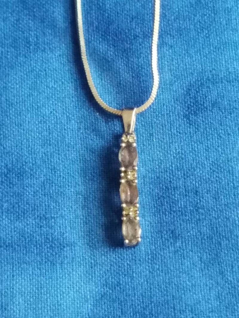 Dp054 Diamanten & Tansanit Sterling Silber Anhänger Mit Halskette - Vintage von JewelryByMissCarly