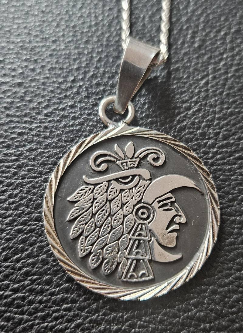Dp861 Azteken-Krieger - Anhänger Aus Silber Mit Seil-Kette Sterling Vintage Dp861 Azteken-Krieger - Anhänger Aus Silber Mit Seil-Kette Sterling Vintage von JewelryByMissCarly