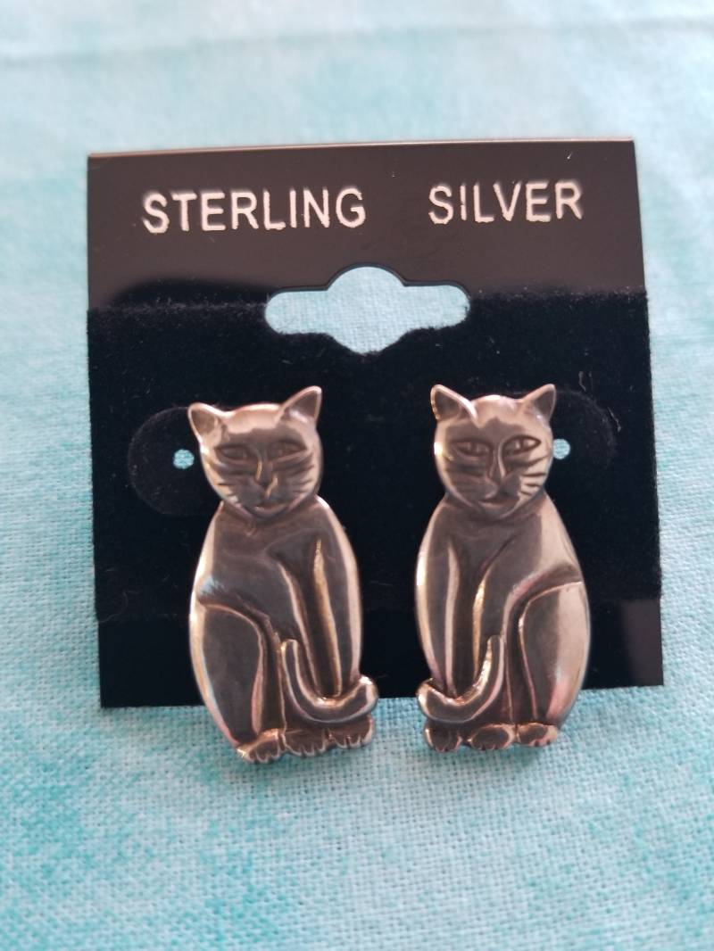 E052 Katzen Ohrringe in Sterling Silber E052 Katzen Ohrringe in Sterling Silber von JewelryByMissCarly
