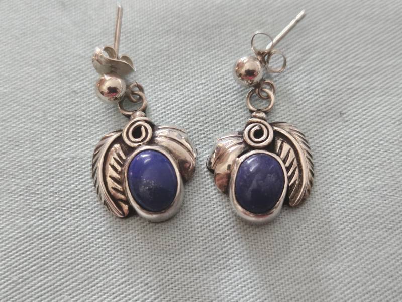 E084 Southwestern Lapis Lazuli Ohrringe in Sterling Silber - Vintage E084 Southwestern Lapis Lazuli Ohrringe in Sterling Silber - Vintage von JewelryByMissCarly