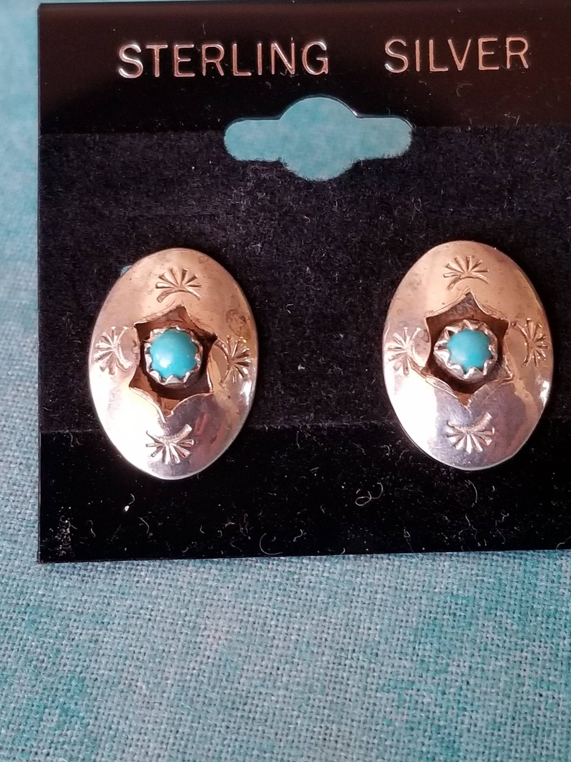 E094 Southwestern Sterling Silber Ohrringe Mit Türkis - Vintage E094 Southwestern Sterling Silber Ohrringe Mit Türkis - Vintage von JewelryByMissCarly
