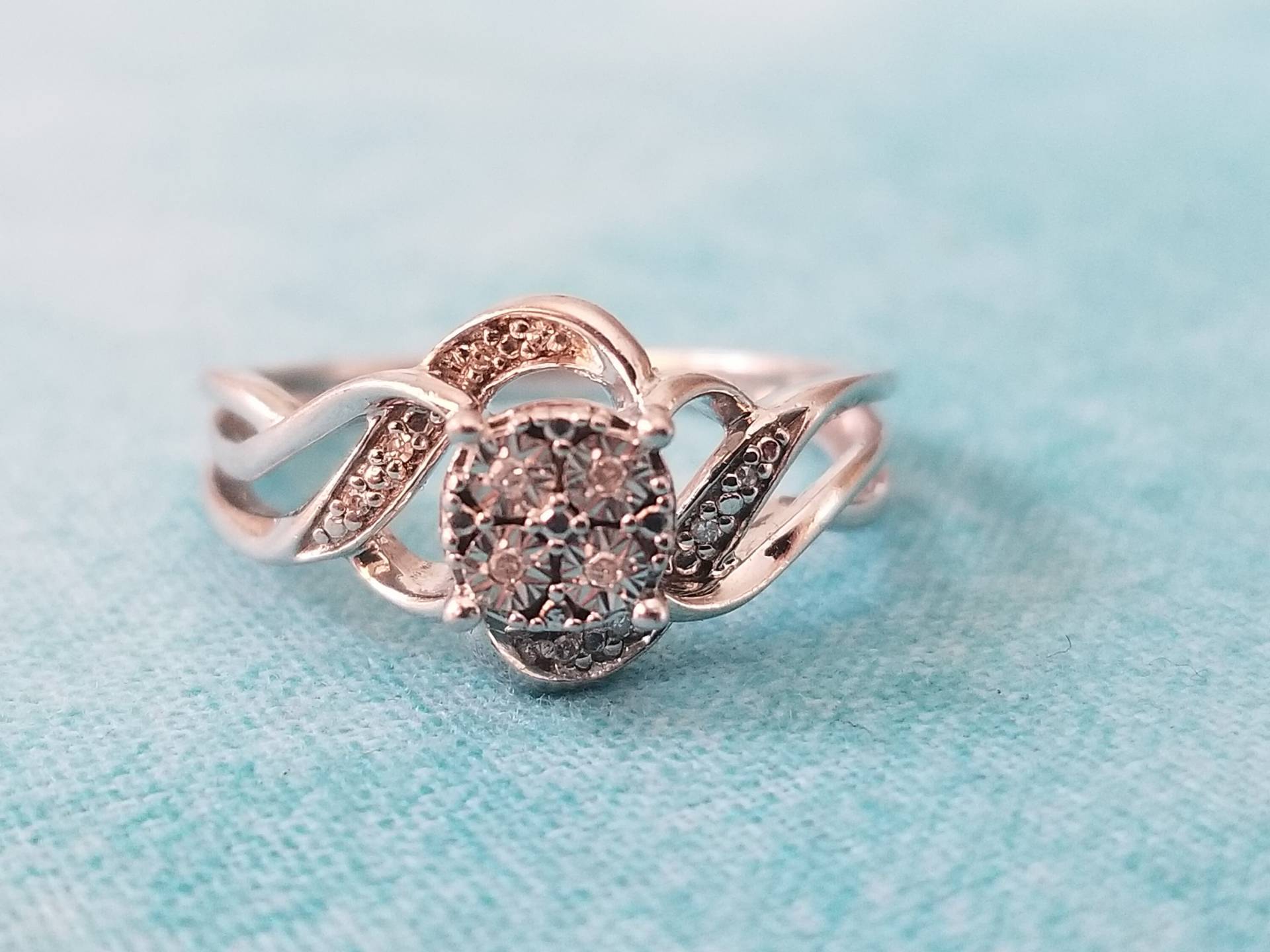 R028 Diamant-Ring in Sterling Silber Aus Immobilien Verkauf von JewelryByMissCarly