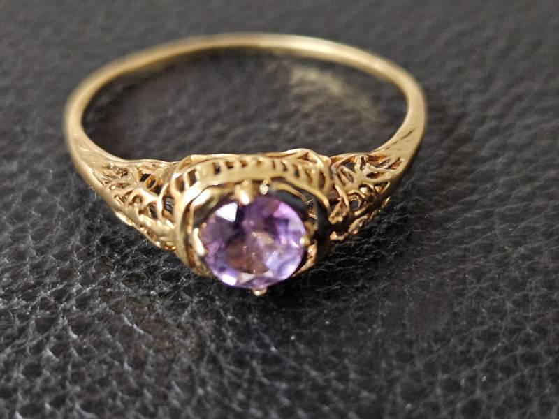R104 Amethyst Sterling Silber Ring in Waschgold - Vintage R104 Amethyst Sterling Silber Ring in Waschgold - Vintage von JewelryByMissCarly