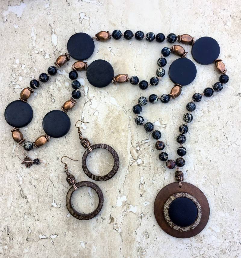 Meer Jaspis Buddha Kette & Ohrringe Boho Mala Schmuck Set Meer Jaspis Buddha Kette & Ohrringe Boho Mala Schmuck Set von JewelryBySmita